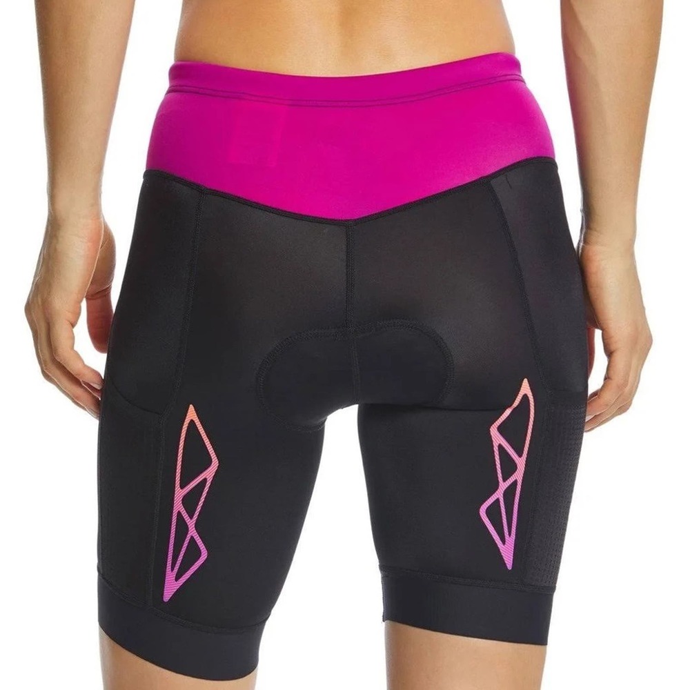 NWT Speedo Fastskin Xenon Tri Shorts Size XS Black Pink Tri Pad Bonded Leg Hem - Picture 2 of 14